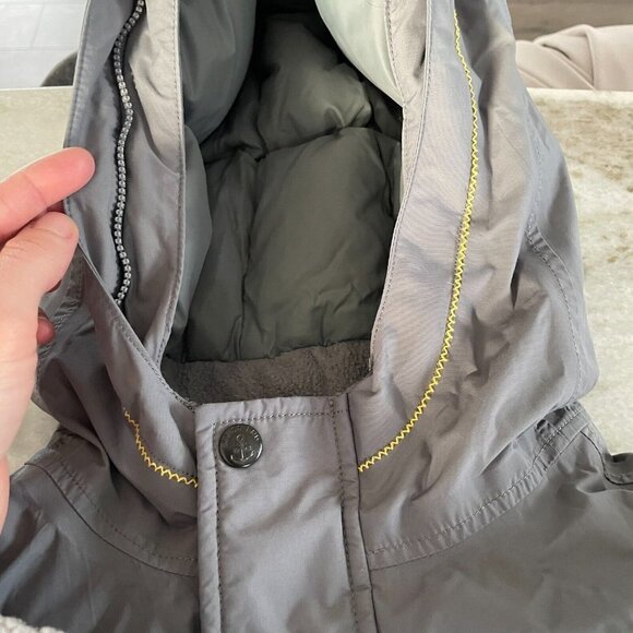 Lands End Kids Down Feather Jacket Size XL 18-20 Gray Faux Fur Hood Insulated - Picture 5 of 16